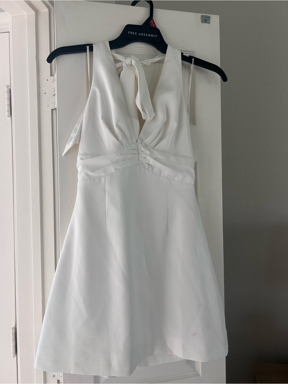 Muse White V-Neck Tie-Back Mini Dress